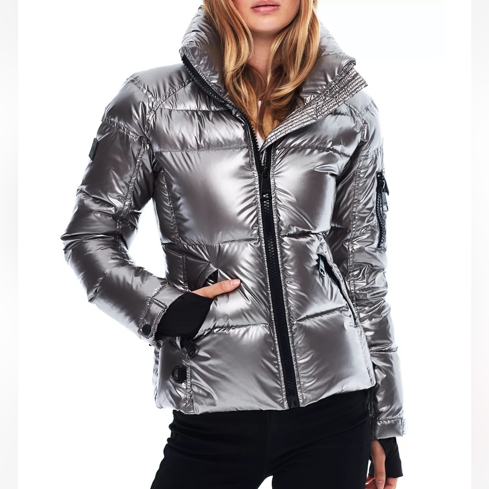 SAM. Metallic Silver Puffer Jacket
